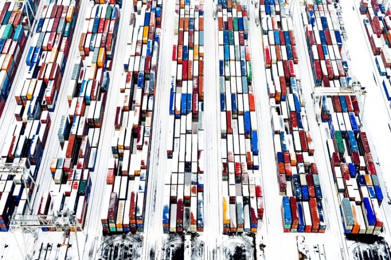 Snowy Containers  Bird's Eye View