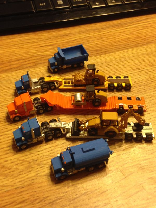 Various 3D trucks and equipment